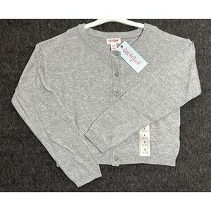 Cat & Jack Girl's Sweater Blouse Long Sleeve Button Up Gray Small 6/7